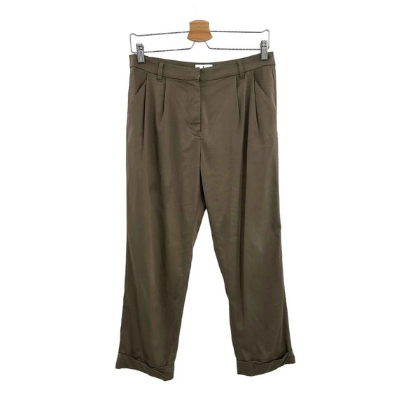 Lanvin en Bleu Tan Brown Pleated Cropped Trousers Size 38 / US‎ 8 - Picture 1 of 10